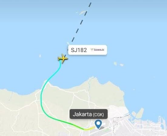 Pesawat Sriwijaya Air SJ182 Diduga Jatuh Di Sekitar Pulau Lancang Kepulauan Seribu